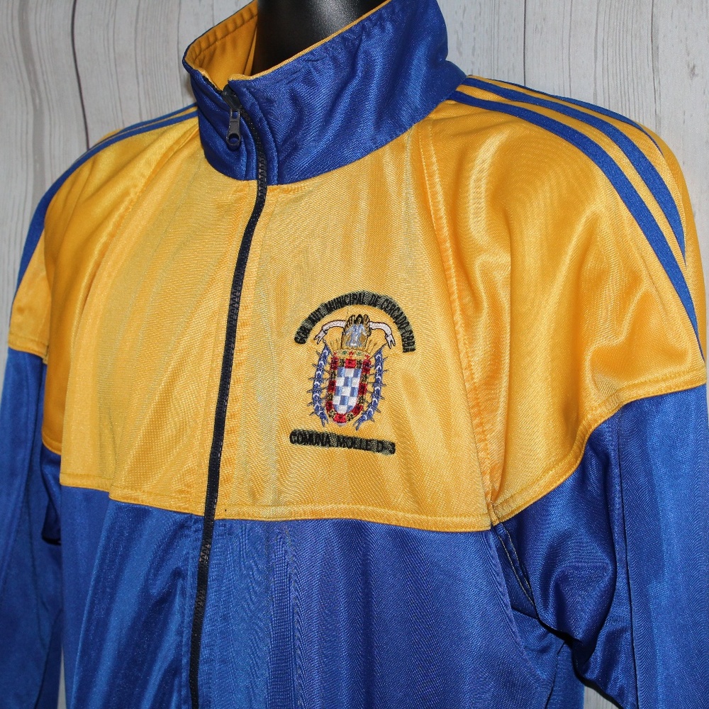 Adidas Medium 3 Stripes Blue Gold Track Jacket - Picture 5 of 8